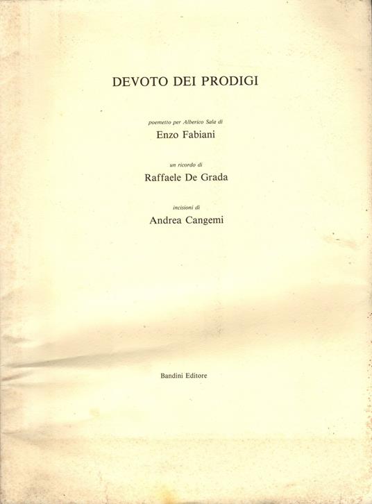 Devoto dei prodigi - Enzo Fabiani (Bandini Editore) 1994 - copertina