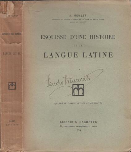Esquisse d'une histoire de la langue latine - copertina