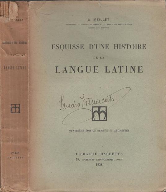 Esquisse d'une histoire de la langue latine - copertina
