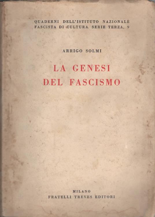 La genesi del fascismo di Arrigo Solmi - Arrigo Solmi - copertina