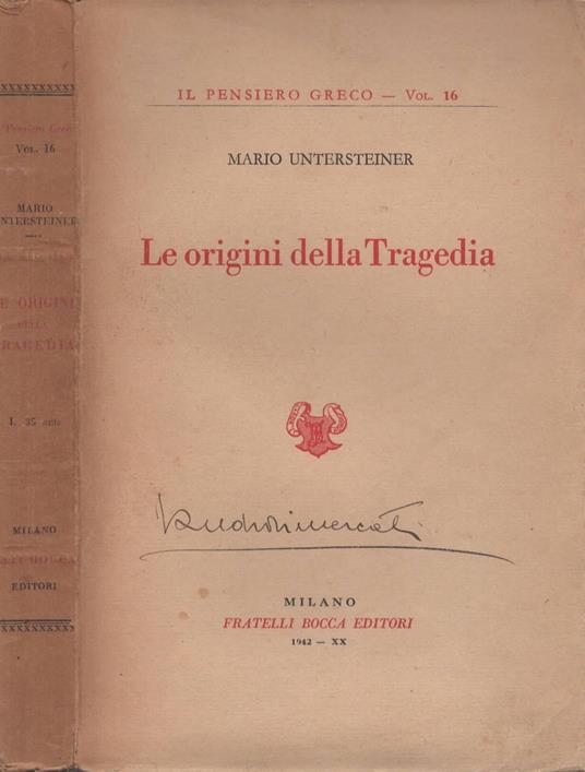 Le origini della tragedia di Mario Untersteiner - copertina