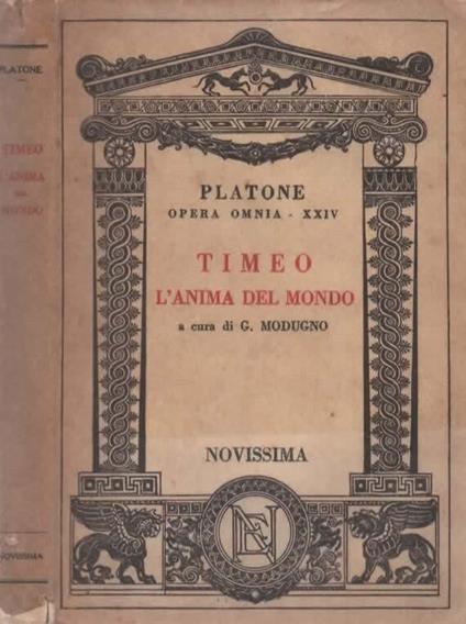 Timeo, l'anima del mondo di Platone a cura di G. Modugno - copertina