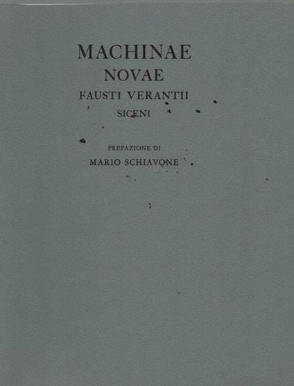 Machinae novae. Fausti verantii siceni - Mario Schiavone - copertina