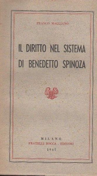 Il diritto nel sistema di Benedetto Spinoza - Angelo Magliano - copertina