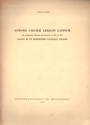 Antonii Calcilii lexicon latinum - Gentile - copertina