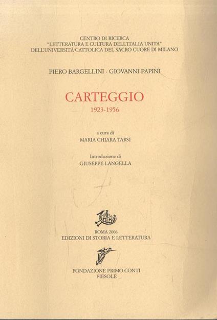 Carteggio (1923-1956) - copertina