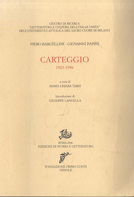 Carteggio (1923-1956) - copertina