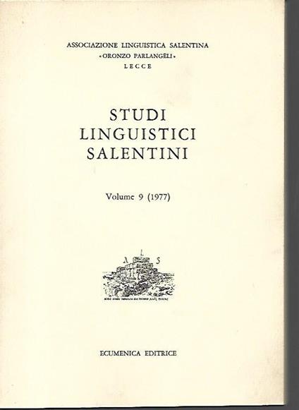 Studi linguistici salentini, volume 9 - copertina