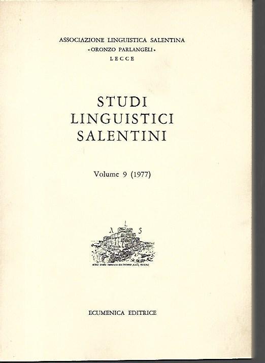 Studi linguistici salentini, volume 9 - copertina