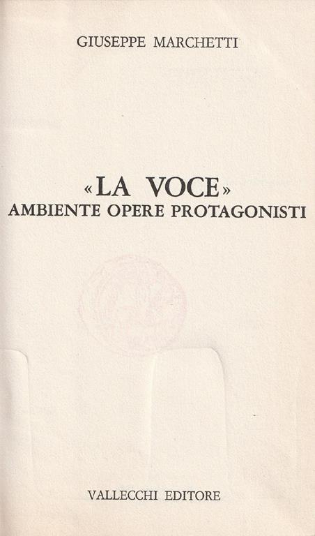 La voce ambiente opere protagonisti - G. Marchetti - copertina
