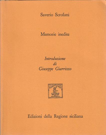 Memorie inedite - Saverio Scrofani - copertina