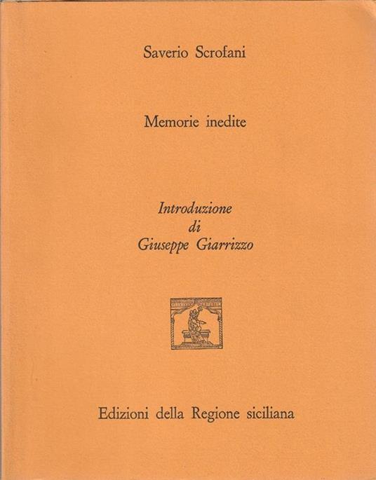 Memorie inedite - Saverio Scrofani - copertina
