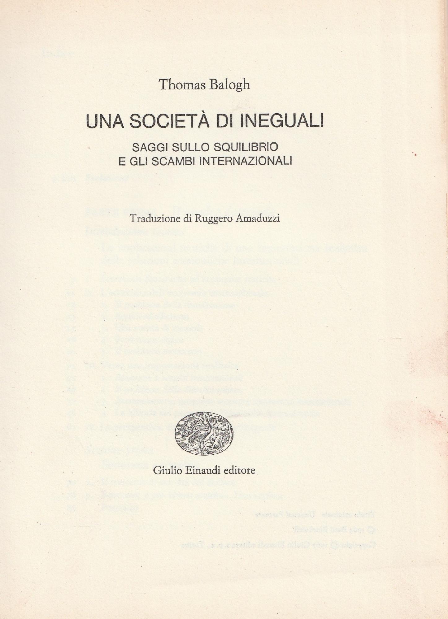 Una società di ineguali: saggi sullo squilibrio e gli scambi internazionali