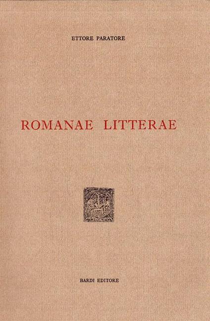 Romanae litterae - Ettore Paratore - copertina