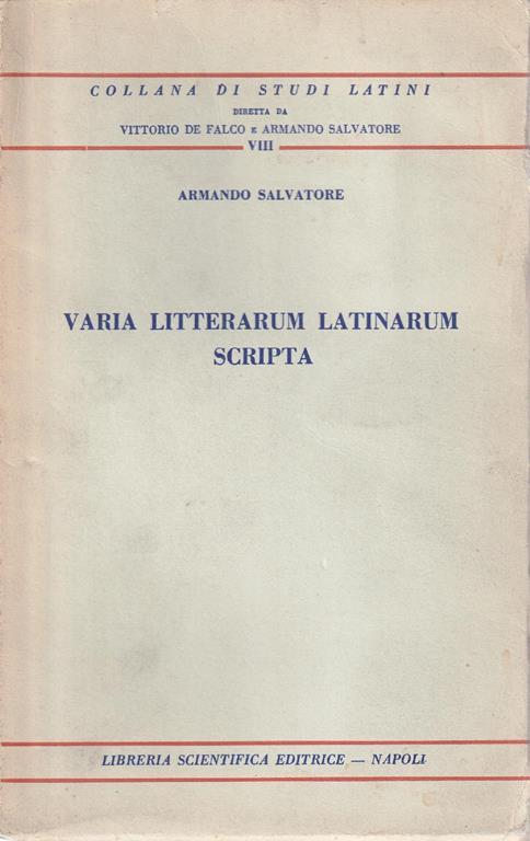 Varia litteraum latinarum scripta - Antonio Salvatore - copertina