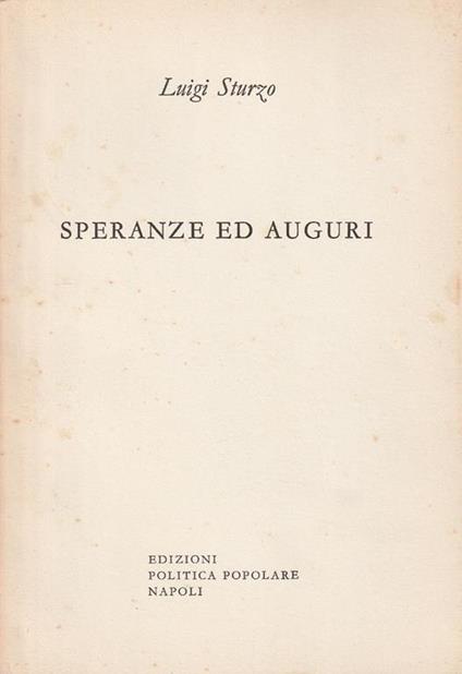 Speranze ed auguri - Luigi Sturzo - copertina
