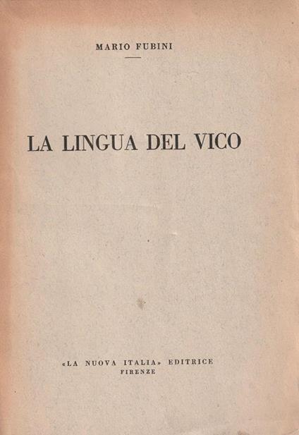 La lingua del Vico - Mario Fubini - copertina