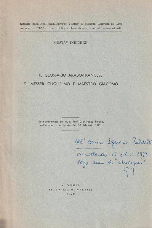 Il glossario arabo-francese di Messer Guglielmo e Maestro Giacomo - copertina