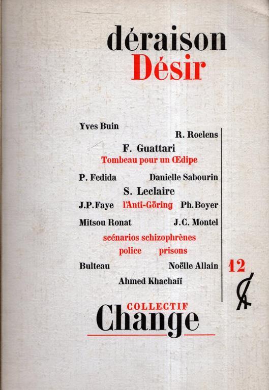 Déraison Désir - Change N° 12 - copertina