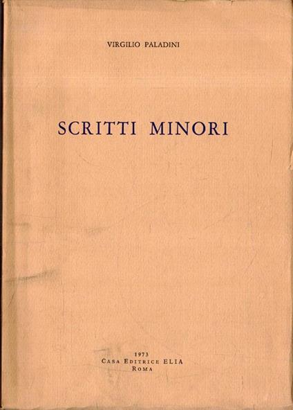 Scritti minori - Virgilio Paladini - copertina