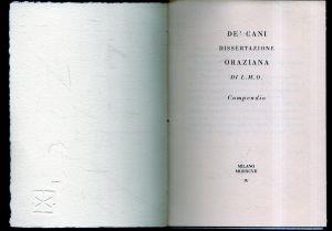 De' cani. Dissertazione oraziana di L. M. O. Compendio. Edizione fuori commercio. incisione di Tata Ferrero - copertina