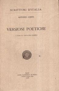 Versioni poetiche. Antonio Conti. Laterza (1966) - Antonio Conti - copertina
