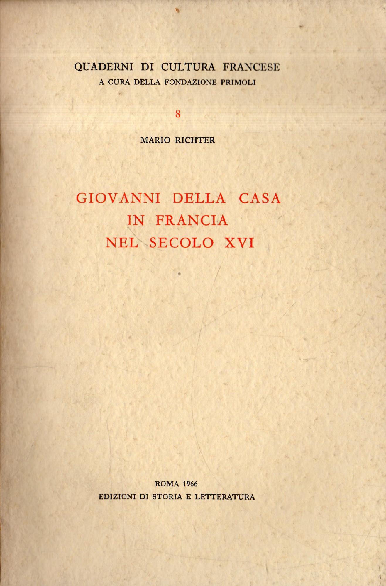 Giovanni Della Casa in Francia nel secolo XVI
