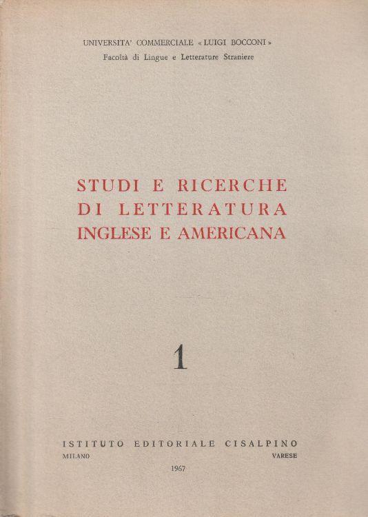 1° edizione! Studi e ricerche di letteratura inglese e americana Vol 1 - copertina