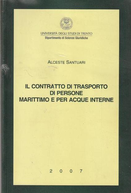 Il contratto di trasporto di persone marittimo e per acque interne - copertina