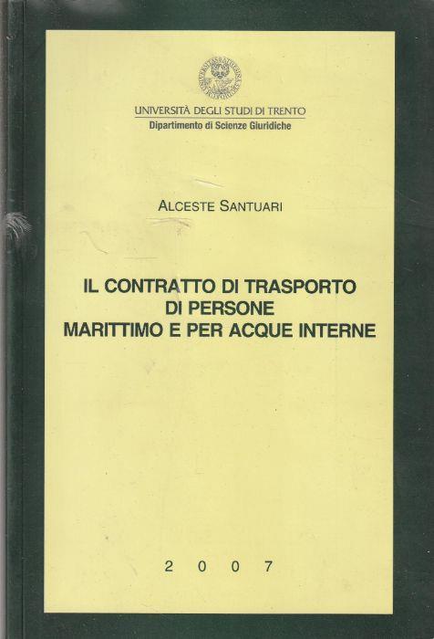 Il contratto di trasporto di persone marittimo e per acque interne - copertina