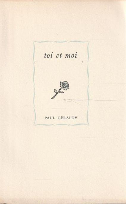 Toi et moi - Paul Géraldy - copertina