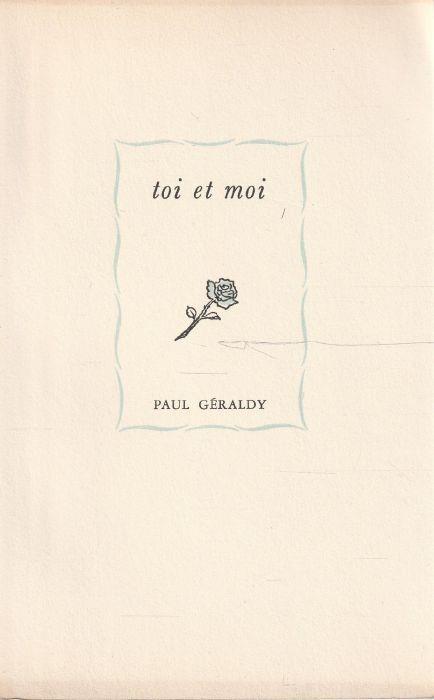 Toi et moi - Paul Géraldy - copertina