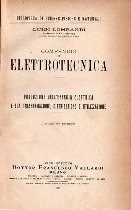 Compendio di Elettrotecnica - Luigi Lombardi - copertina