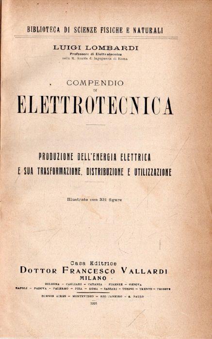 Compendio di Elettrotecnica - Luigi Lombardi - copertina