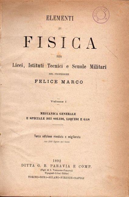 Elementi di Fisica (2 vol.): 1. Meccanica Generale - 2. Magnetismo ed Elettricità - copertina