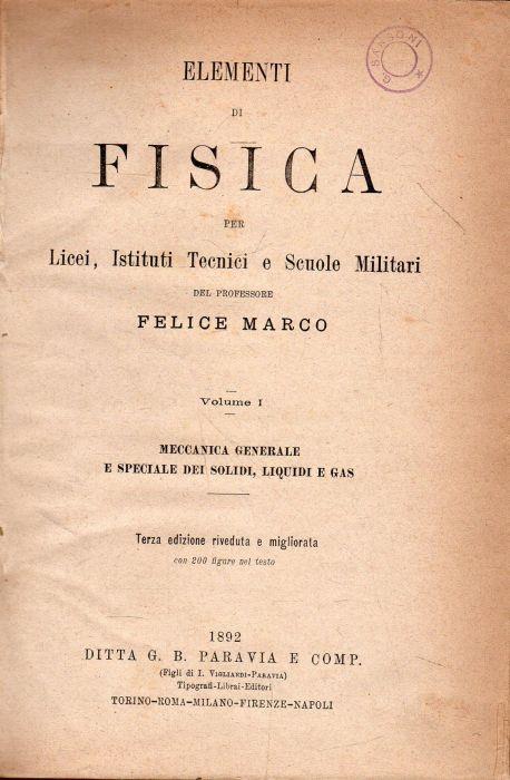 Elementi di Fisica (2 vol.): 1. Meccanica Generale - 2. Magnetismo ed Elettricità - copertina