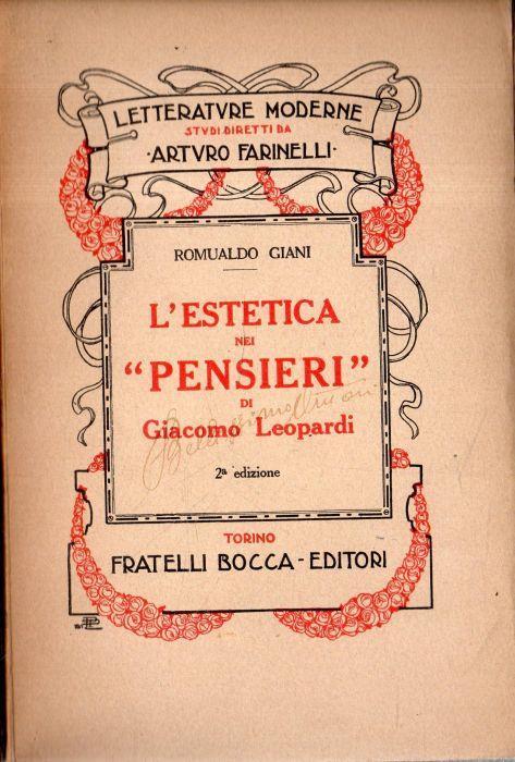 L' estetica nei "Pensieri" di Giacomo Leopardi - Romualdo Giani - copertina