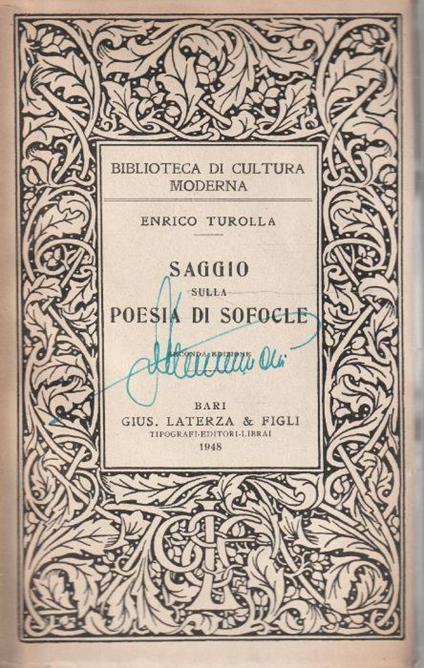 Saggio sulla poesia di Sofocle - copertina