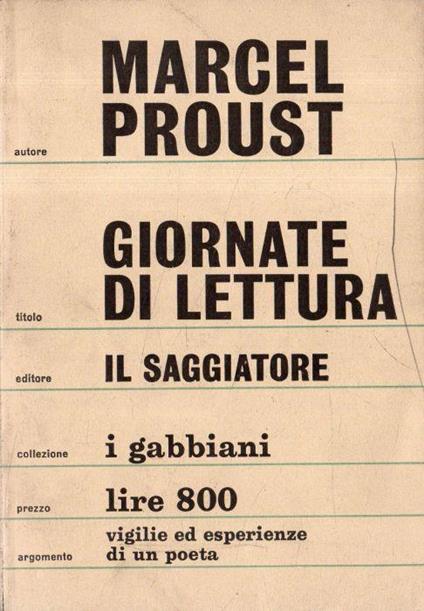 Giornate di lettura - Marcel Proust - copertina