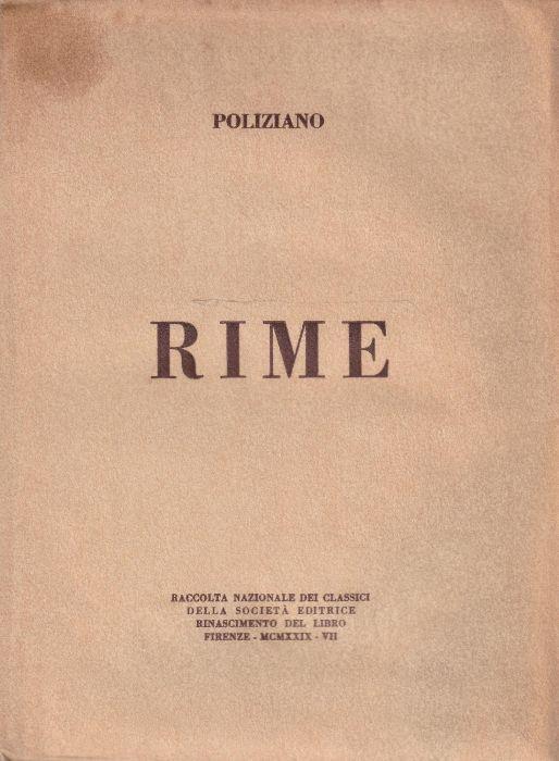 Rime di Poliziano - Angelo Poliziano - copertina