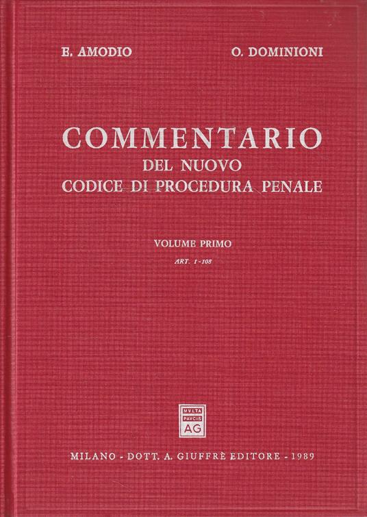 Commentario del nuovo codice di procedura penale vol. 1: Art.1-108 - copertina