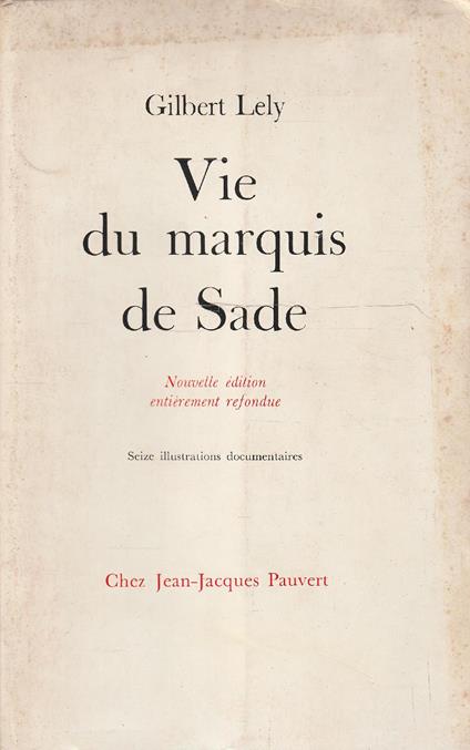 Vie du marquis de Sade - copertina