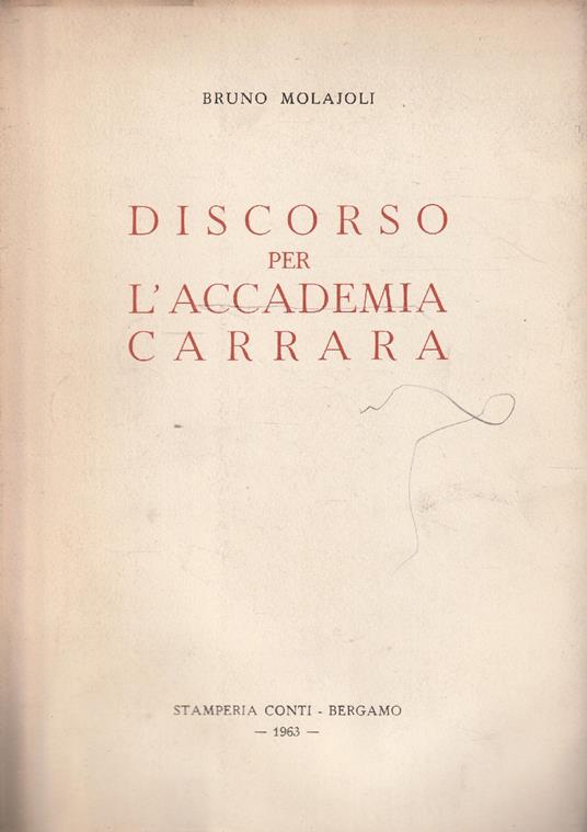 Discorso per l'Accademia Carrara - Bruno Molajoli - copertina