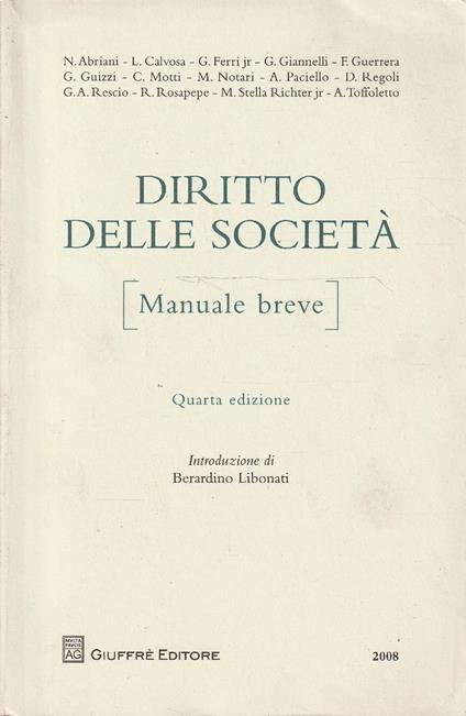 Diritto delle società (Manuale breve) - copertina