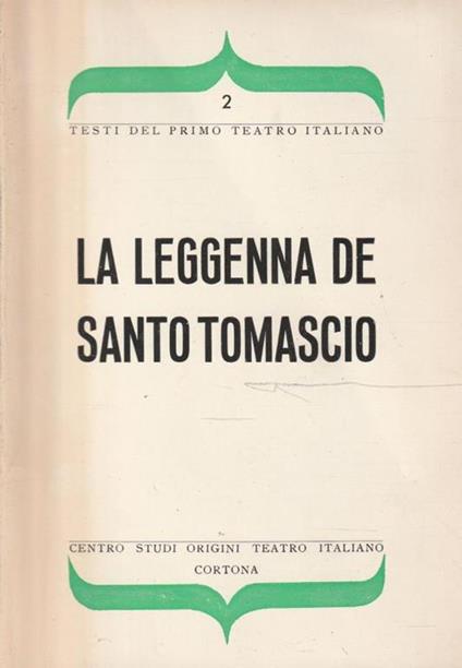 La leggenna de Santo Tomascio - copertina