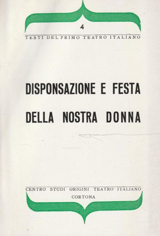 Disponsazione e festa della nostra donna - copertina