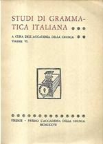 Studi di grammatica italiana, volume VI