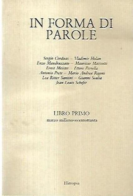 In forma di parole, libro primo - copertina