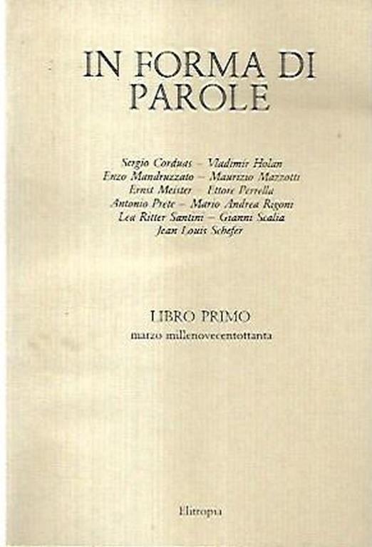 In forma di parole, libro primo - copertina