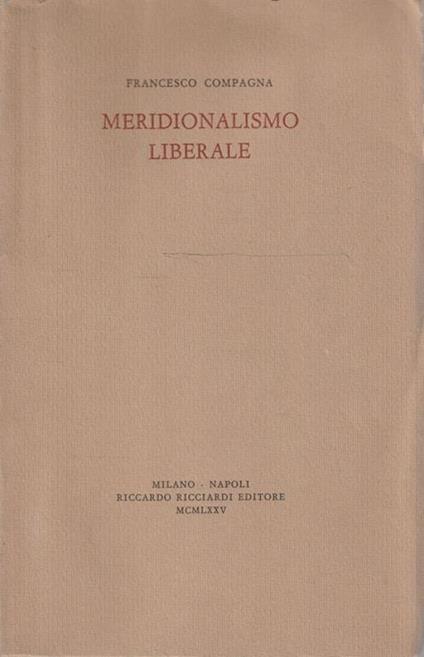 Meridionalismo liberale di Francesco Compagna - copertina